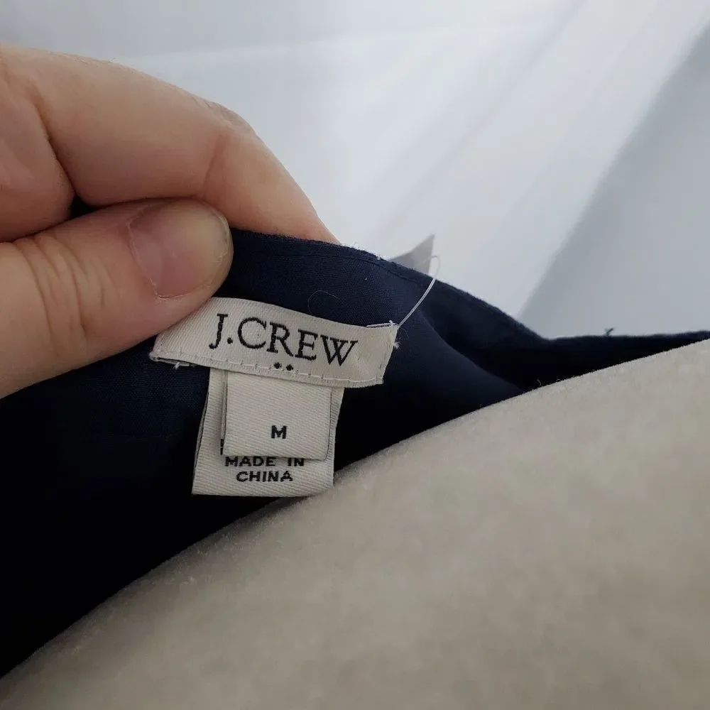 NEW‎ J CREW dress navy blue cold shoulder basket weave shift M